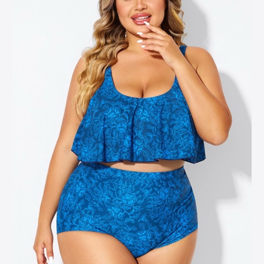Blue Floral Women's Swimwear Set